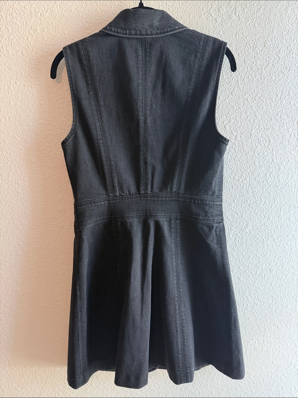 PAIGE Vida Denim Mini Dress Faded Darkness Black Size 4 - Picture 4 of 11